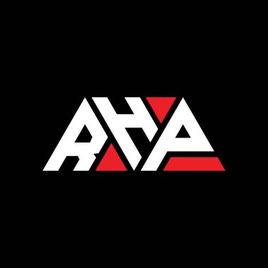 Üçgen şekilli RHP üçgen harf logosu tasarımı. RHP üçgen logo tasarımı monogramı. Kırmızı renkli RHP üçgen vektör şablonu. RHP üçgen logosu Basit, Zarif ve Lüks Logo. RHP