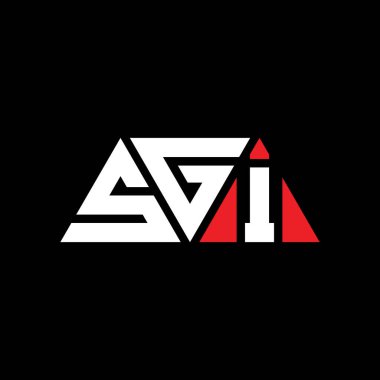 Üçgen şekilli SGI üçgen harf logosu tasarımı. SGI üçgen logo tasarımı monogramı. Kırmızı renkli SGI üçgen vektör şablonu. SGI üçgen logosu Basit, Zarif ve Lüks Logo. SGI