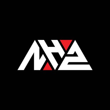 Üçgen şekilli NHZ üçgen harf logosu tasarımı. NHZ üçgen logo tasarımı monogramı. Kırmızı renkli NHZ üçgen vektör şablonu. NHZ üçgen logosu Basit, Zarif ve Lüks Logo. NHZ