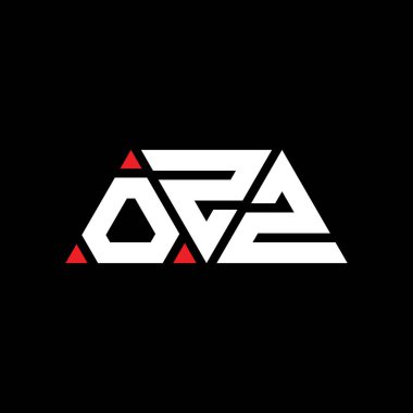 Üçgen şekilli OZZ üçgen harf logosu tasarımı. OZZ üçgen logo tasarımı monogramı. Kırmızı renkli OZZ üçgen vektör şablonu. OZZ üçgen logosu Basit, Zarif ve Lüks Logo. ÖzZ