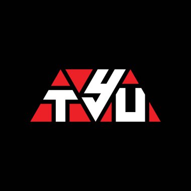 Üçgen şekilli Tyu üçgen harf logosu tasarımı. Tyu üçgeni logo tasarımı monogramı. Kırmızı renkli TYU üçgen vektör logosu. TYU üçgen logosu Basit, Zarif ve Lüks Logo. Tyu.