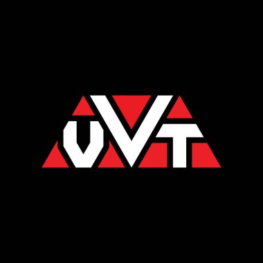 Üçgen şekilli VVT üçgen harf logosu tasarımı. VVT üçgen logo tasarımı monogramı. Kırmızı renkli VVVT üçgen vektör şablonu. VVVT üçgen logosu Basit, Zarif ve Lüks Logo. VVT