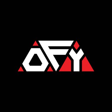 Üçgen şekilli OFY üçgen harf logosu tasarımı. OFY üçgen logo tasarımı monogramı. Kırmızı renkli OFY üçgen vektör logo şablonu. OFY üçgen logosu Basit, Zarif ve Lüks Logo. OFY