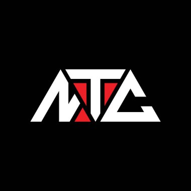 Üçgen şekilli NTC üçgen harf logosu tasarımı. NTC üçgen logo tasarımı monogramı. Kırmızı renkli NTC üçgen vektör şablonu. NTC üçgen logosu Basit, Zarif ve Lüks Logo. NTC
