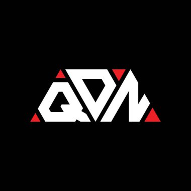 Üçgen şekilli QDN üçgen harf logosu tasarımı. QDN üçgen logo tasarımı monogramı. Kırmızı renkli QDN üçgen vektör şablonu. QDN üçgen logosu Basit, Zarif ve Lüks Logo. QDN