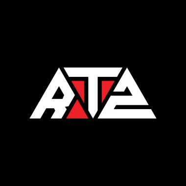 Üçgen şekilli RTZ üçgen harf logosu tasarımı. RTZ üçgen logo tasarımı monogramı. Kırmızı renkli RTZ üçgen vektör logo şablonu. RTZ üçgen logosu Basit, Zarif ve Lüks Logo. RTZ