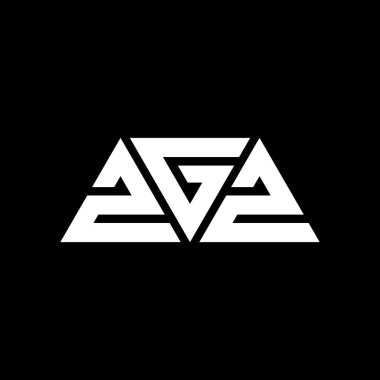 Üçgen şekilli ZGZ üçgen harf logosu tasarımı. ZGZ üçgen logo tasarımı monogramı. Kırmızı renkli ZGZ üçgen vektör logo şablonu. ZGZ üçgen logosu Basit, Zarif ve Lüks Logo. ZGZ