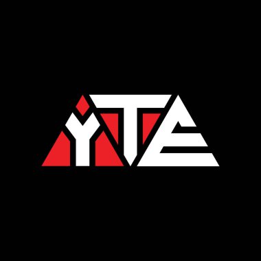 Üçgen şekilli YTE üçgen harf logosu tasarımı. YTE üçgen logo tasarımı monogramı. Kırmızı renkli YTE üçgen vektör logo şablonu. YTE üçgen logosu. Basit, zarif ve lüks logo. YTE