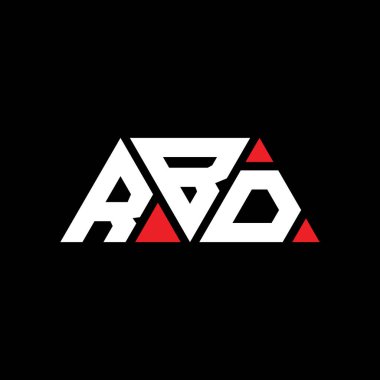 Üçgen şekilli RBD üçgen harf logosu tasarımı. RBD üçgen logo tasarımı monogramı. Kırmızı renkli RBD üçgen vektör logo şablonu. RBD üçgen logosu Basit, Zarif ve Lüks Logo. RBD