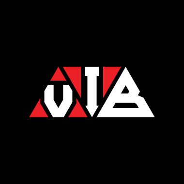 Üçgen şekilli VIB üçgen harf logosu tasarımı. VIB üçgen logo tasarımı monogramı. Kırmızı renkli VIB üçgen vektör logo şablonu. VIP üçgen logosu Basit, Zarif ve Lüks Logo. VIB