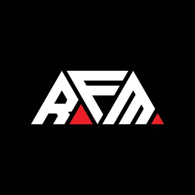 Üçgen şekilli RFM üçgen harf logosu tasarımı. RFM üçgen logo tasarımı monogramı. Kırmızı renkli RFM üçgen vektör şablonu. RFM üçgen logosu Basit, Zarif ve Lüks Logo. RFM