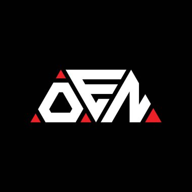 Üçgen şekilli OEN üçgen harf logosu tasarımı. OEN üçgen logo tasarımı monogram. Kırmızı renkli OEN üçgen vektör logosu şablonu. OEN üçgen logosu Basit, Zarif ve Lüks Logo. OEN