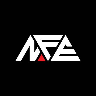 Üçgen şekilli NFE üçgen harf logosu tasarımı. NFE üçgen logo tasarımı. Kırmızı renkli NFE üçgen vektör logo şablonu. NFE üçgen logosu Basit, Zarif ve Lüks Logo. NFE