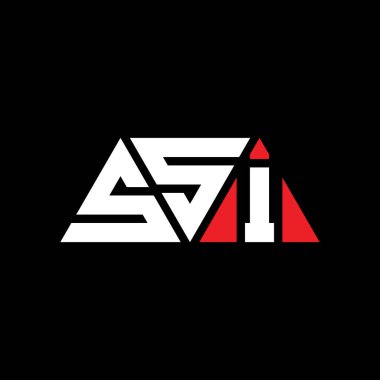 Üçgen şekilli SSI üçgen harf logosu tasarımı. SSI üçgen logo tasarımı monogramı. Kırmızı renkli SSI üçgen vektör logo şablonu. SSI üçgen logosu Basit, Zarif ve Lüks Logo. SSI