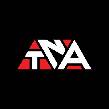 Üçgen şekilli TNA üçgen harf logosu tasarımı. TNA üçgen logo tasarımı monogramı. Kırmızı renkli TNA üçgen vektör logo şablonu. TNA üçgen logosu Basit, Zarif ve Lüks Logo. TNA