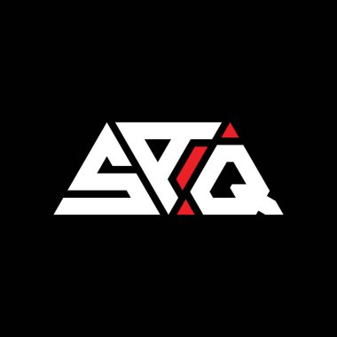 Üçgen şekilli SAQ üçgen harf logosu tasarımı. SAQ üçgen logo tasarımı monogramı. Kırmızı renkli SAQ üçgen vektör logo şablonu. SAQ üçgen logosu Basit, Zarif ve Lüks Logo. SAQ