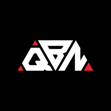 Üçgen şekilli QBN üçgen harf logosu tasarımı. QBN üçgen logo tasarımı monogramı. Kırmızı renkli QBN üçgen vektör şablonu. QBN üçgen logosu Basit, Zarif ve Lüks Logo. QBN
