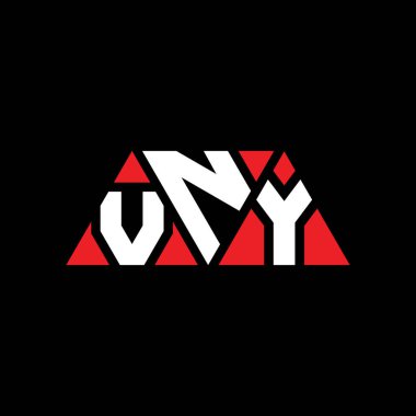 Üçgen şekilli VNY üçgen harf logosu tasarımı. VNY üçgen logo tasarımı monogramı. Kırmızı renkli VNY üçgen vektör şablonu. VNY üçgen logosu Basit, Zarif ve Lüks Logo. VNY