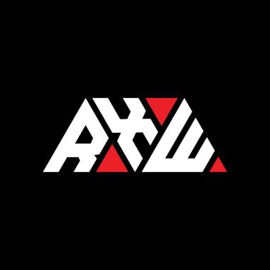 Üçgen şekilli RXW üçgen harf logosu tasarımı. RXW üçgen logo tasarımı monogramı. Kırmızı renkli RXW üçgen vektör logo şablonu. RXW üçgen logosu Basit, Zarif ve Lüks Logo. RXW