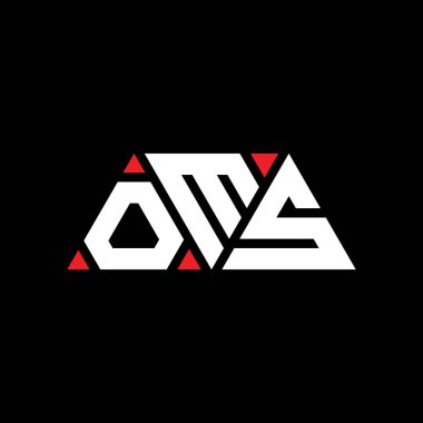 Üçgen şekilli OMS üçgen harf logosu tasarımı. OMS üçgen logo tasarımı monogramı. Kırmızı renkli OMS üçgen vektör logo şablonu. OMS üçgen logosu Basit, Zarif ve Lüks Logo. OMS