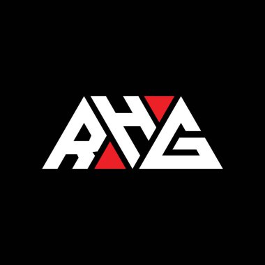 Üçgen şekilli RHG üçgen harf logosu tasarımı. RHG üçgen logo tasarımı monogramı. Kırmızı renkli RHG üçgen vektör şablonu. RHG üçgen logosu Basit, Zarif ve Lüks Logo. RHG