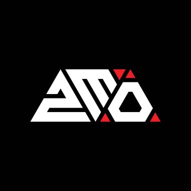 Üçgen şekilli ZMO üçgen harf logosu tasarımı. ZMO üçgen logo tasarımı monogramı. Kırmızı renkli ZMO üçgen vektör logo şablonu. ZMO üçgen logosu Basit, Zarif ve Lüks Logo. ZMO