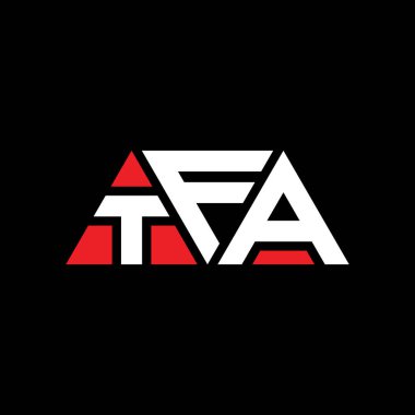 Üçgen şekilli TFA üçgen harf logosu tasarımı. TFA üçgen logo tasarımı monogramı. Kırmızı renkli TFA üçgen vektör logo şablonu. TFA üçgen logosu Basit, Zarif ve Lüks Logo. TFA