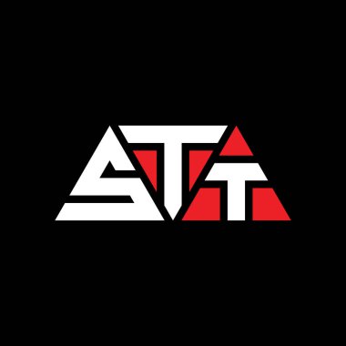 Üçgen şekilli STT üçgen harf logosu tasarımı. STT üçgen logo tasarımı monogramı. Kırmızı renkli STT üçgen vektör logo şablonu. STT üçgen logosu Basit, Zarif ve Lüks Logo. STT