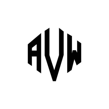 AVW letter logo design with polygon shape. AVW polygon and cube shape logo design. AVW hexagon vector logo template white and black colors. AVW monogram, business and real estate logo.
