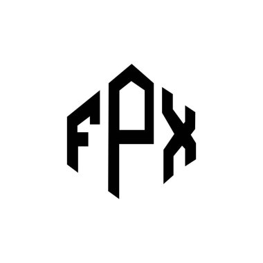 FPX letter logo design with polygon shape. FPX polygon and cube shape logo design. FPX hexagon vector logo template white and black colors. FPX monogram, business and real estate logo.