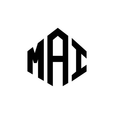 MAI letter logo design with polygon shape. MAI polygon and cube shape logo design. MAI hexagon vector logo template white and black colors. MAI monogram, business and real estate logo.