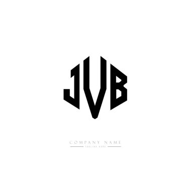 JVB letter logo design with polygon shape. JVB polygon and cube shape logo design. JVB hexagon vector logo template white and black colors. JVB monogram, business and real estate logo.