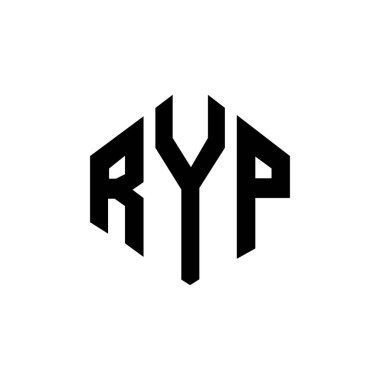 Çokgen şekilli RYP harf logosu tasarımı. RYP çokgen ve küp şeklinde logo tasarımı. RYP altıgen vektör logo şablonu beyaz ve siyah renkler. RYP monogramı, iş ve emlak logosu.