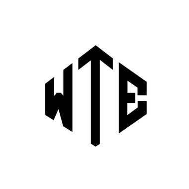WTE letter logo design with polygon shape. WTE polygon and cube shape logo design. WTE hexagon vector logo template white and black colors. WTE monogram, business and real estate logo.