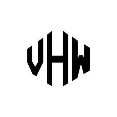 Çokgen şekilli VHW harf logosu tasarımı. VHW çokgen ve küp şeklinde logo tasarımı. VHW altıgen vektör logo şablonu beyaz ve siyah renkler. VHW monogram, iş ve gayrimenkul logosu.