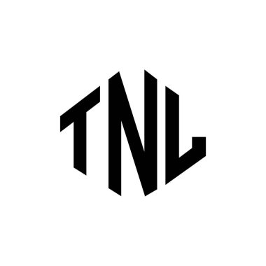 Çokgen şekilli TNL harf logosu tasarımı. TNL çokgen ve küp şeklinde logo tasarımı. TNL altıgen vektör logosu beyaz ve siyah renkler. TNL monogramı, iş ve emlak logosu.