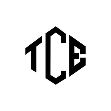 TCE letter logo design with polygon shape. TCE polygon and cube shape logo design. TCE hexagon vector logo template white and black colors. TCE monogram, business and real estate logo.