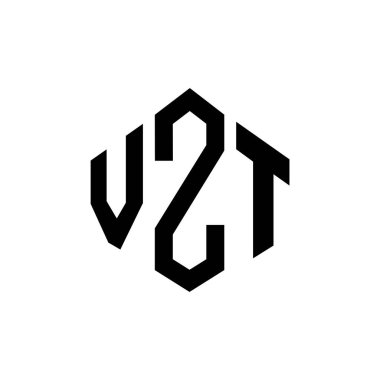 Çokgen şekilli VZT harf logosu tasarımı. VZT çokgen ve küp şeklinde logo tasarımı. VZT altıgen vektör logo şablonu beyaz ve siyah renkler. VZT monogram, iş ve gayrimenkul logosu.