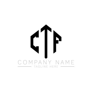 Çokgen şekilli CTF harf logosu tasarımı. CTF çokgen ve küp şeklinde logo tasarımı. CTF altıgen vektör logo şablonu beyaz ve siyah renkler. CTF monogramı, iş ve emlak logosu.