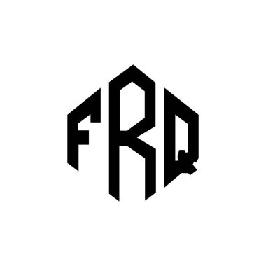 Çokgen şekilli FRQ harf logosu tasarımı. FRQ çokgen ve küp şeklinde logo tasarımı. FRQ altıgen vektör logosu beyaz ve siyah renkler. FRQ monogramı, iş ve emlak logosu.