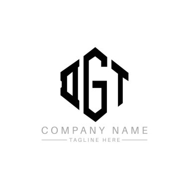 Çokgen şekilli DGT harf logosu tasarımı. DGT çokgen ve küp şeklinde logo tasarımı. DGT altıgen vektör logosu beyaz ve siyah renkler. DGT monogramı, iş ve emlak logosu.