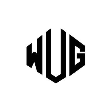 WUG letter logo design with polygon shape. WUG polygon and cube shape logo design. WUG hexagon vector logo template white and black colors. WUG monogram, business and real estate logo.