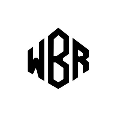 Çokgen şekilli WBR harf logosu tasarımı. WBR çokgen ve küp şeklinde logo tasarımı. WBR altıgen vektör logo şablonu beyaz ve siyah renkler. WBR monogramı, iş ve emlak logosu.