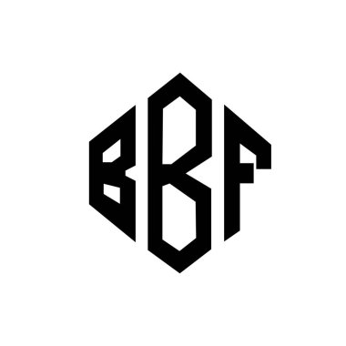 Çokgen şekilli BBF harf logosu tasarımı. BBF çokgen ve küp şeklinde logo tasarımı. BBF altıgen vektör logosu beyaz ve siyah renkler. BBF monogramı, iş ve emlak logosu.