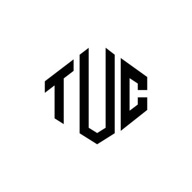 TUC letter logo design with polygon shape. TUC polygon and cube shape logo design. TUC hexagon vector logo template white and black colors. TUC monogram, business and real estate logo.
