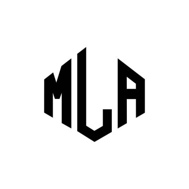 MLA letter logo design with polygon shape. MLA polygon and cube shape logo design. MLA hexagon vector logo template white and black colors. MLA monogram, business and real estate logo.