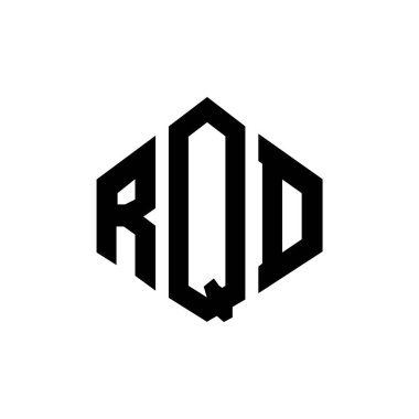 RQD letter logo design with polygon shape. RQD polygon and cube shape logo design. RQD hexagon vector logo template white and black colors. RQD monogram, business and real estate logo.