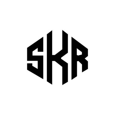 SKR letter logo design with polygon shape. SKR polygon and cube shape logo design. SKR hexagon vector logo template white and black colors. SKR monogram, business and real estate logo.
