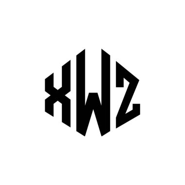 Çokgen şekilli XWZ harf logosu tasarımı. XWZ çokgen ve küp şeklinde logo tasarımı. XWZ altıgen vektör logosu beyaz ve siyah renkler. XWZ monogramı, iş ve emlak logosu.