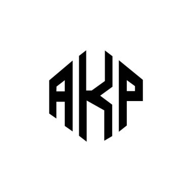 AKP letter logo design with polygon shape. AKP polygon and cube shape logo design. AKP hexagon vector logo template white and black colors. AKP monogram, business and real estate logo.